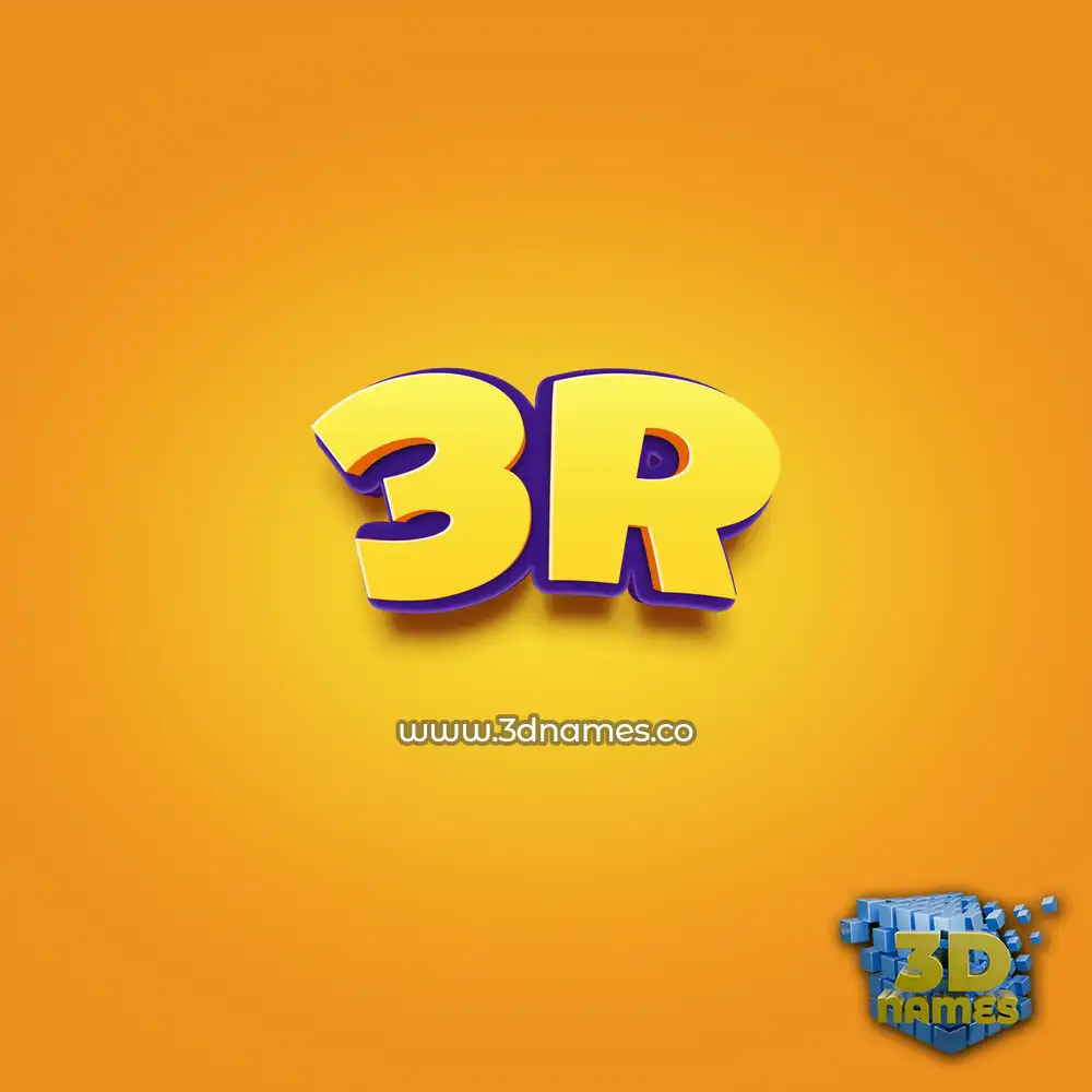 3r in Orange Toon style - 3D name wallpaper