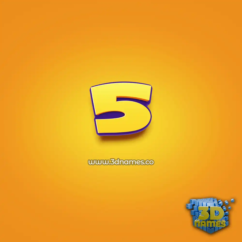 5 in Orange Toon style - 3D name wallpaper