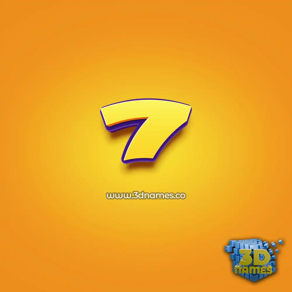 7 in Orange Toon style - 3D name wallpaper