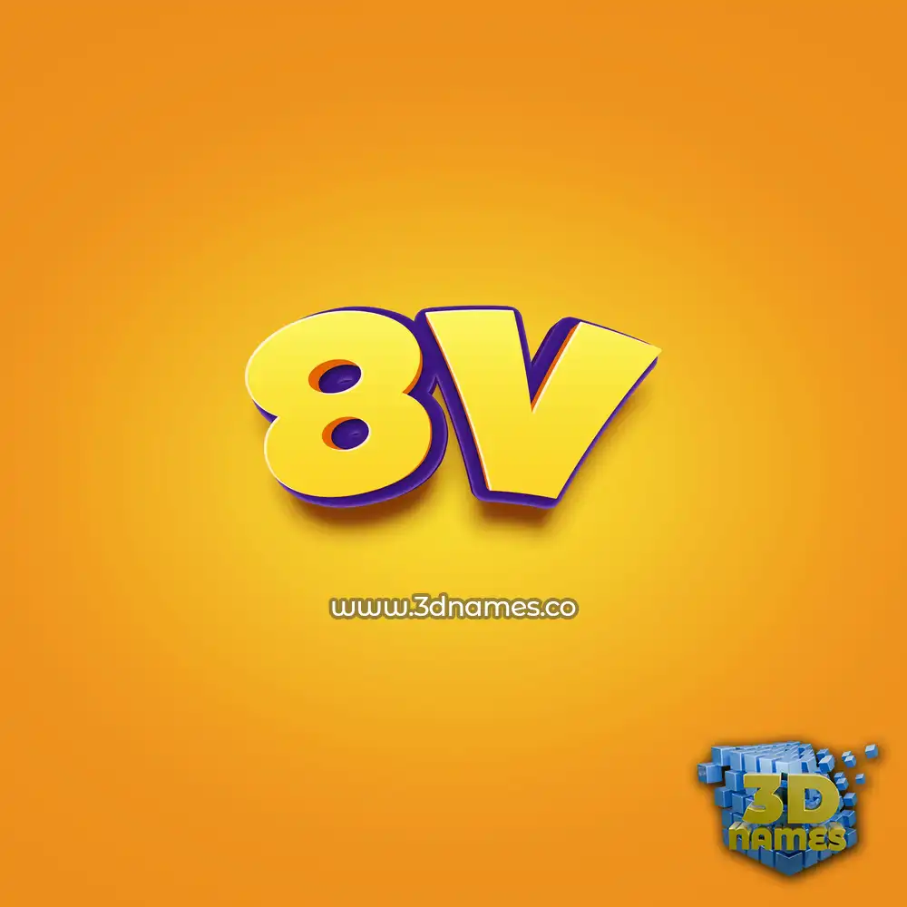 8v in Orange Toon style - 3D name wallpaper