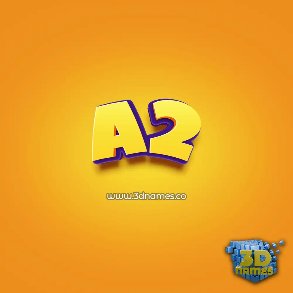 a2 in Orange Toon style - 3D name wallpaper