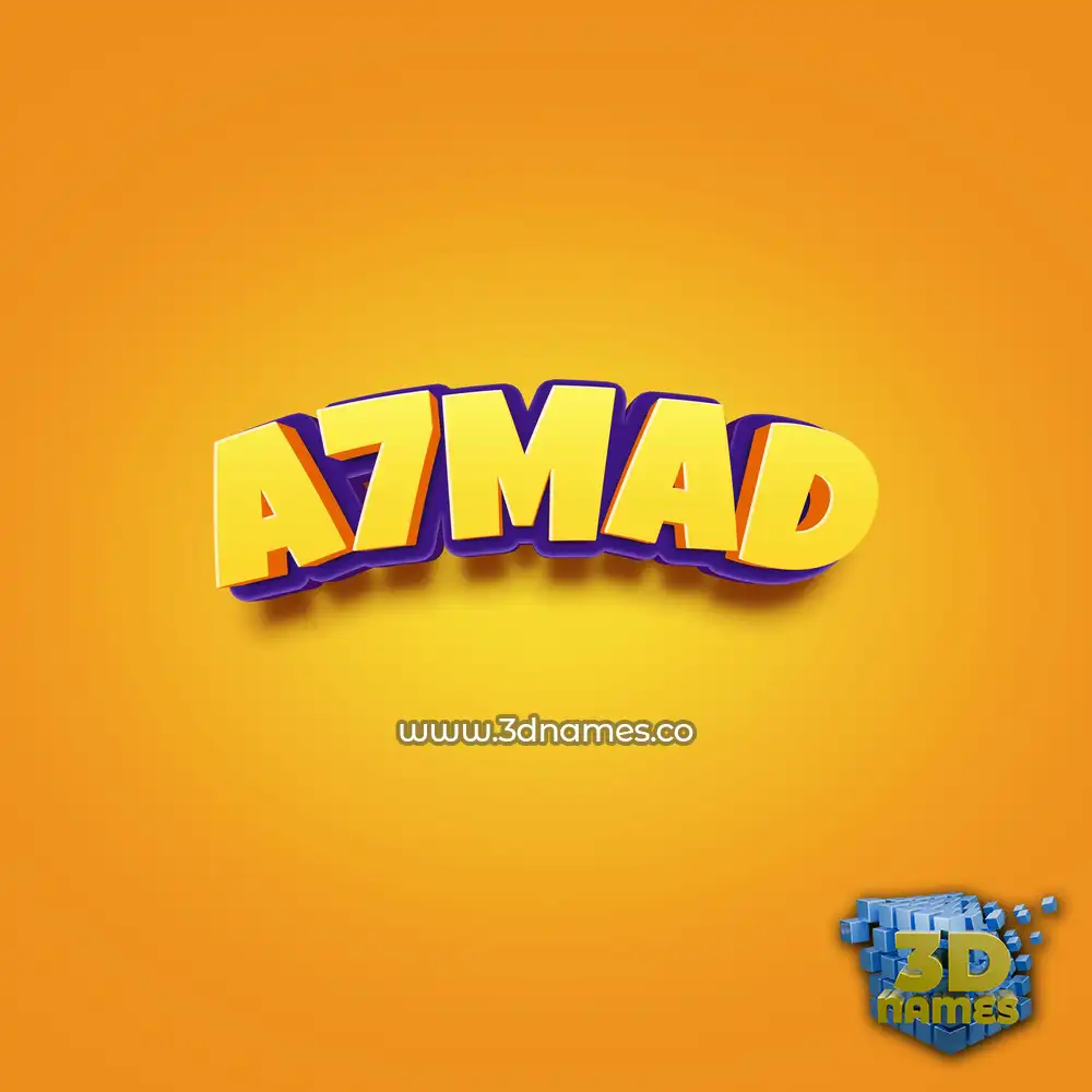 a7mad in Orange Toon style - 3D name wallpaper