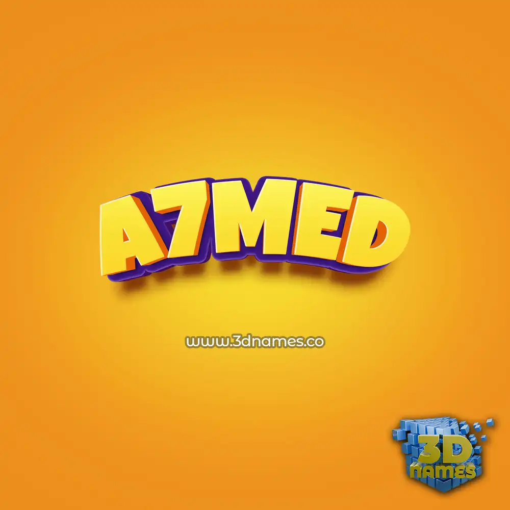 a7med in Orange Toon style - 3D name wallpaper
