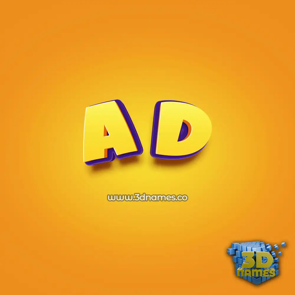 a d in Orange Toon style - 3D name wallpaper