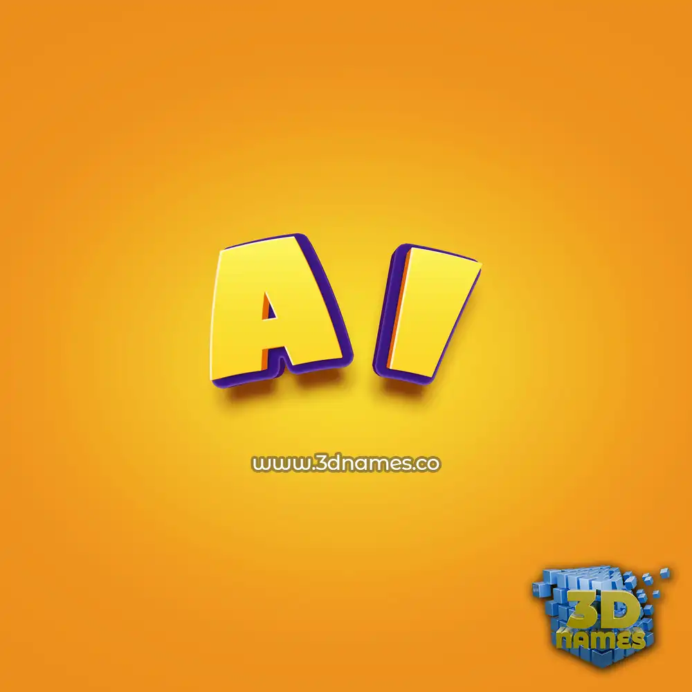 a i in Orange Toon style - 3D name wallpaper