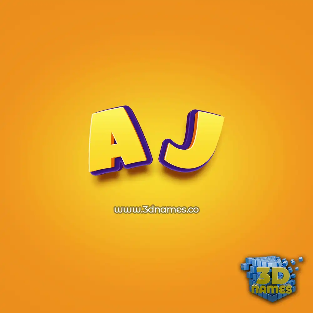a j in Orange Toon style - 3D name wallpaper