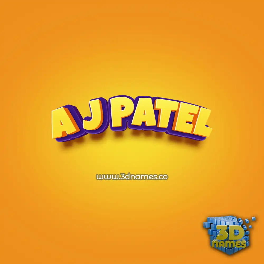 a j patel in Orange Toon style - 3D name wallpaper