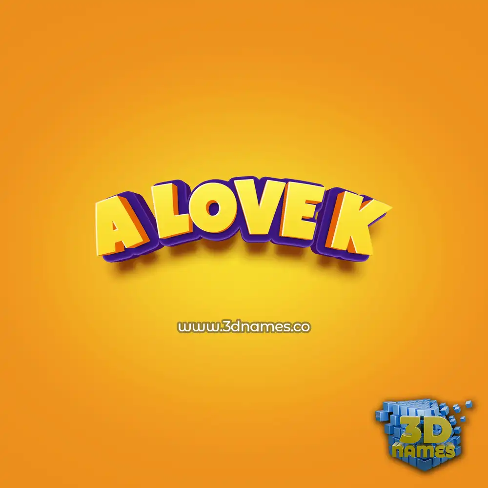 a love k in Orange Toon style - 3D name wallpaper