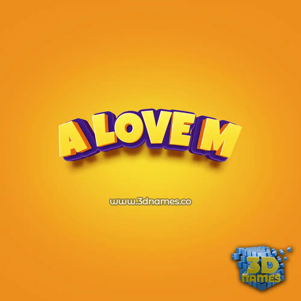 a love m in Orange Toon style - 3D name wallpaper