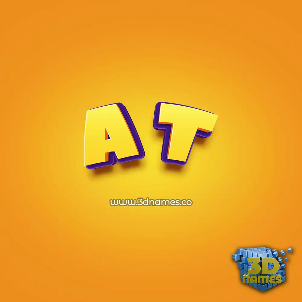 a t in Orange Toon style - 3D name wallpaper