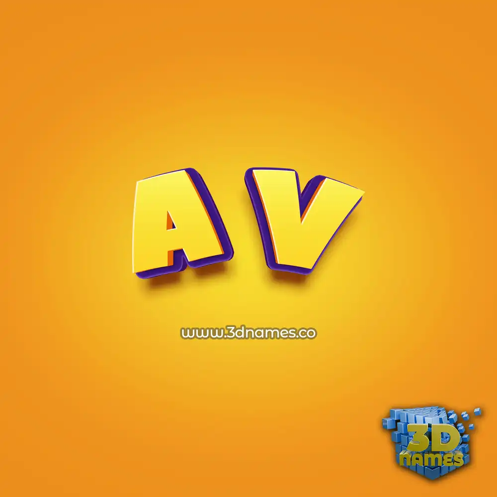 a v in Orange Toon style - 3D name wallpaper
