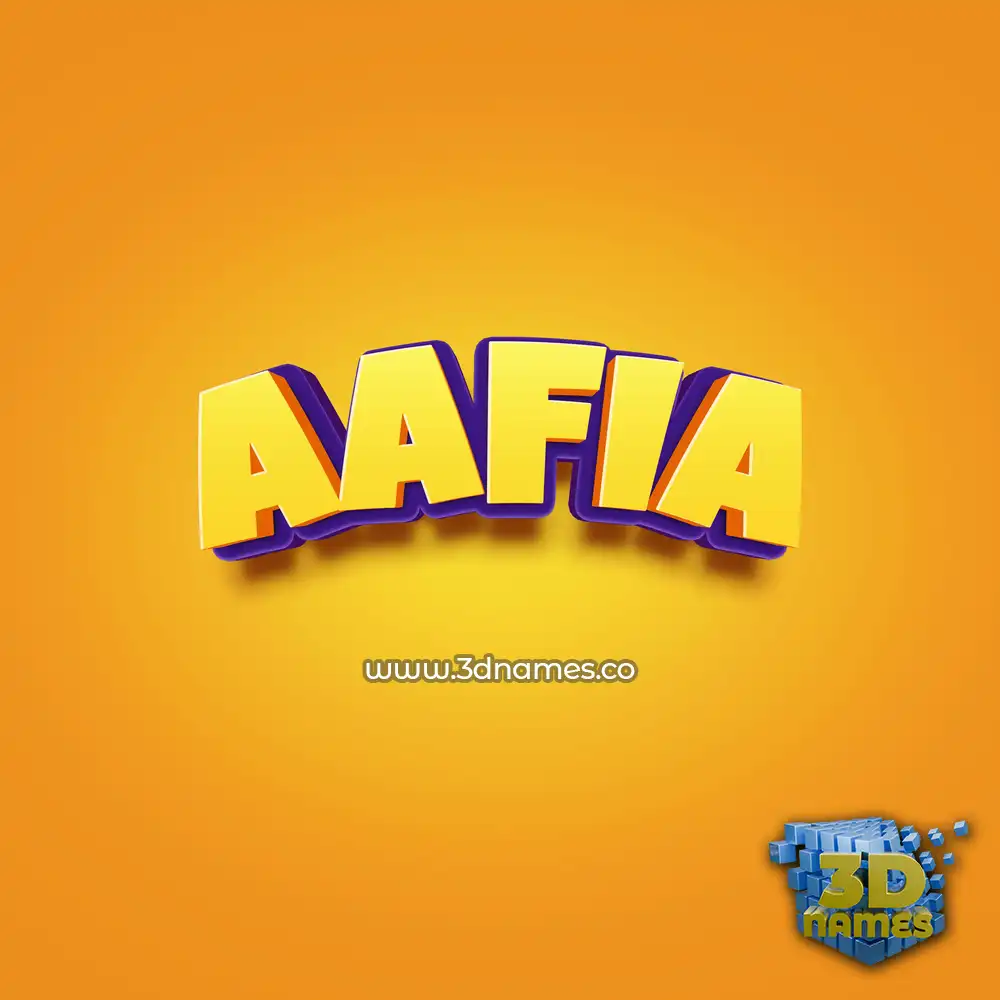 aafia in Orange Toon style - 3D name wallpaper