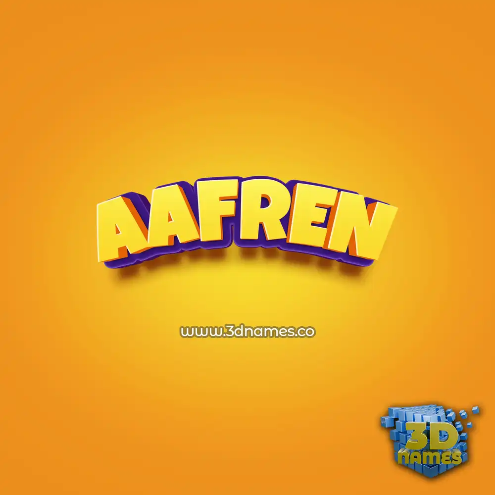 aafren in Orange Toon style - 3D name wallpaper