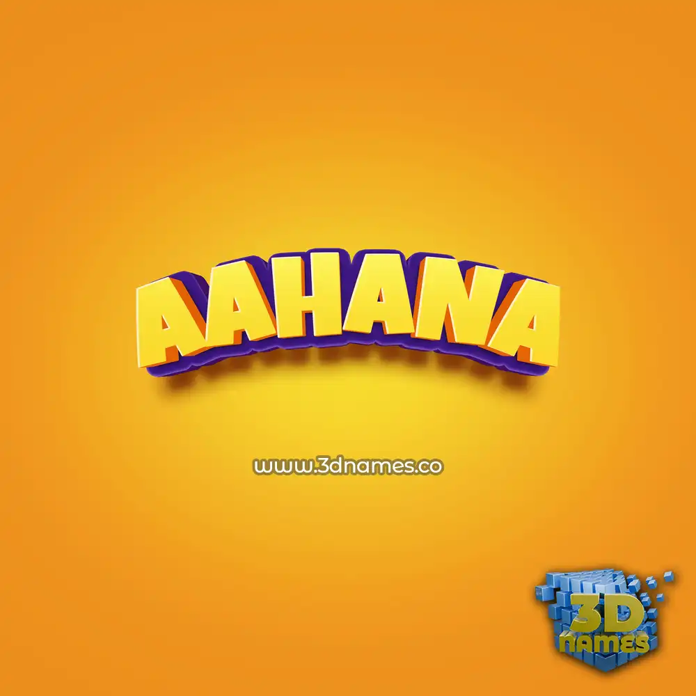 aahana in Orange Toon style - 3D name wallpaper