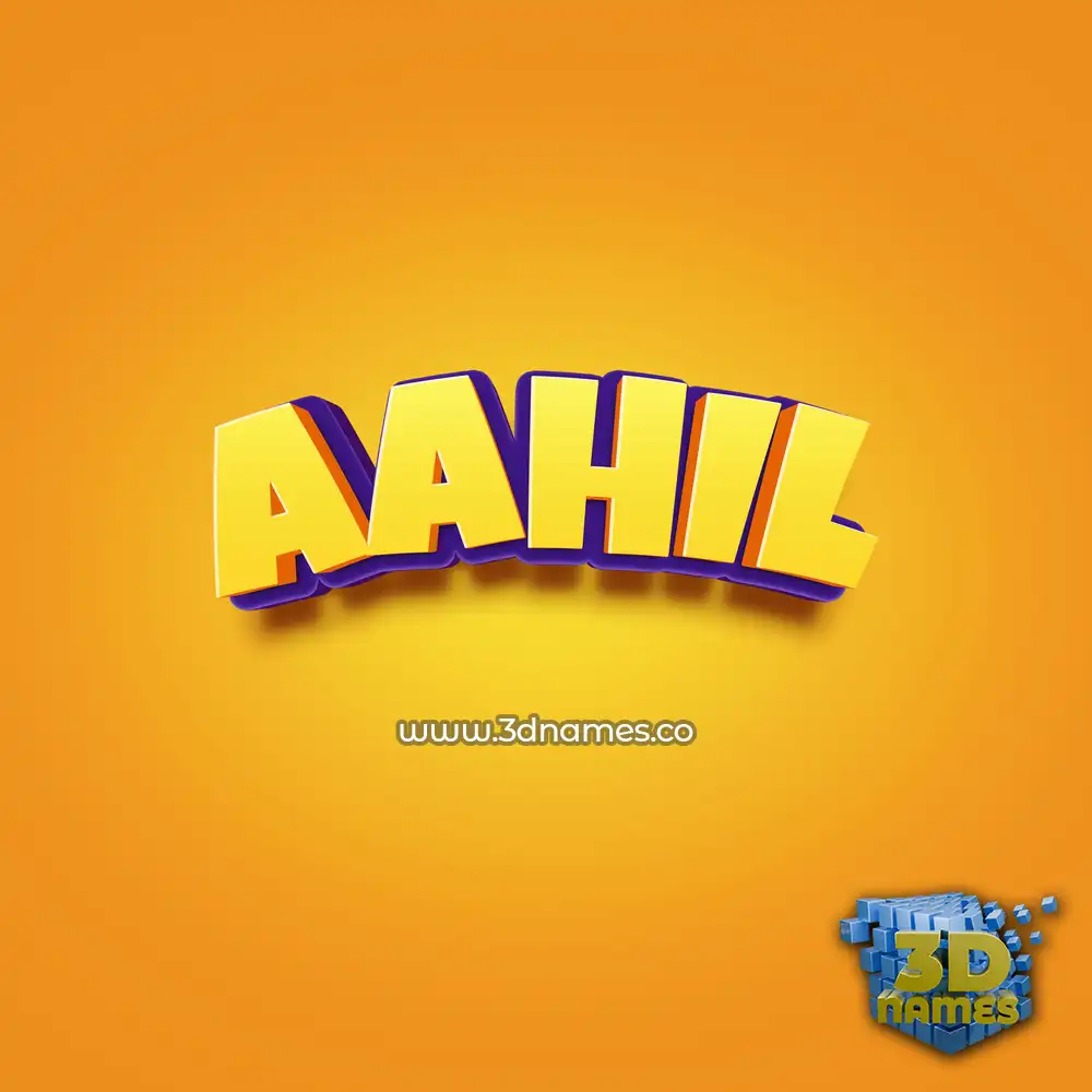 aahil in Orange Toon style - 3D name wallpaper
