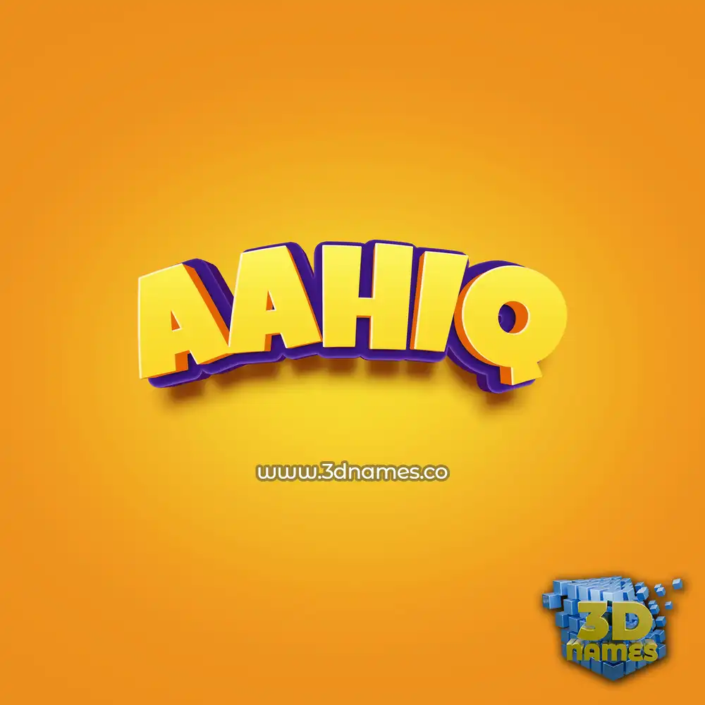 aahiq in Orange Toon style - 3D name wallpaper