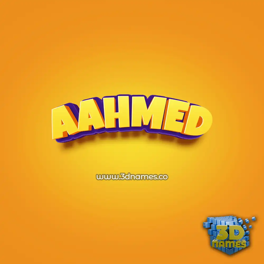 aahmed in Orange Toon style - 3D name wallpaper