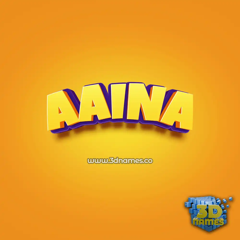 aaina in Orange Toon style - 3D name wallpaper