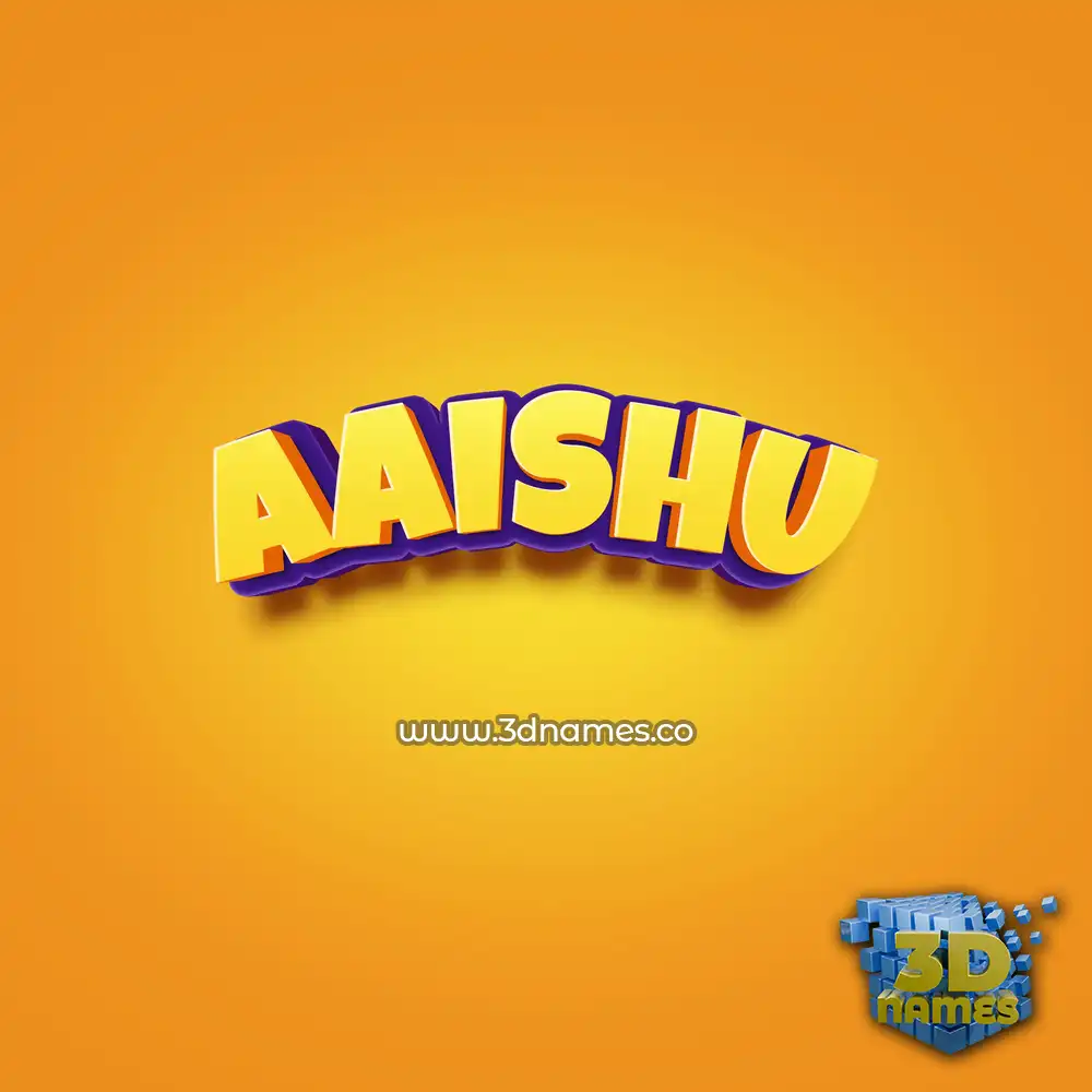 aaishu in Orange Toon style - 3D name wallpaper