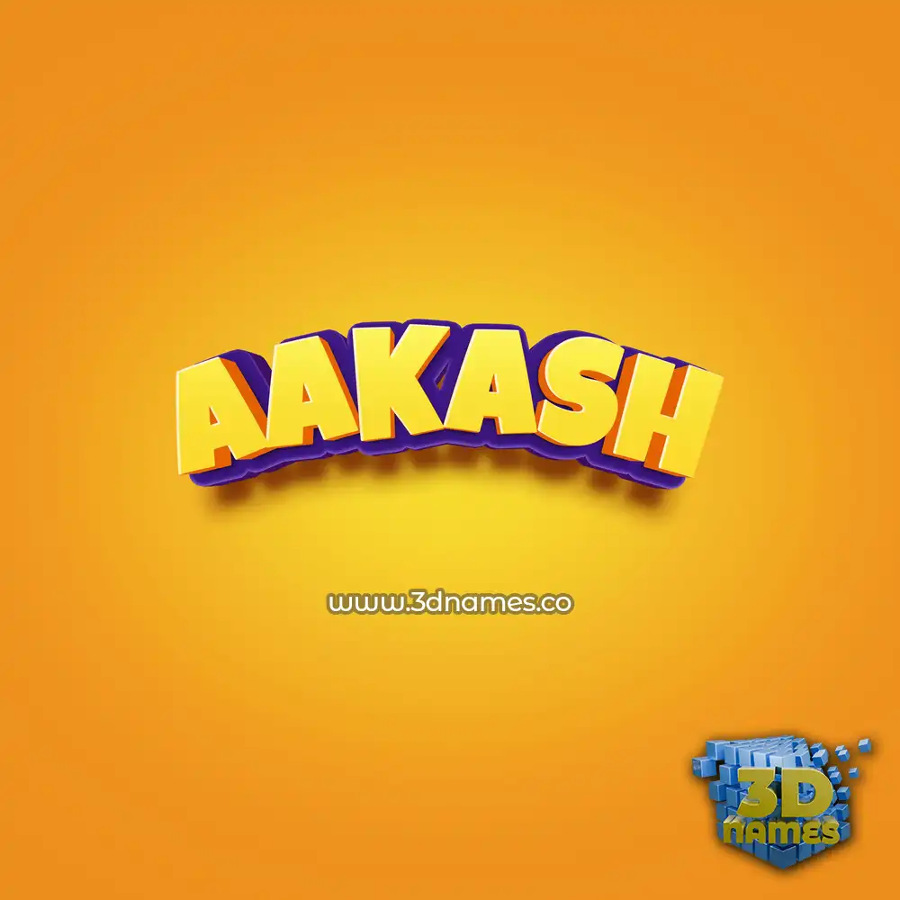 aakash in Orange Toon style - 3D name wallpaper