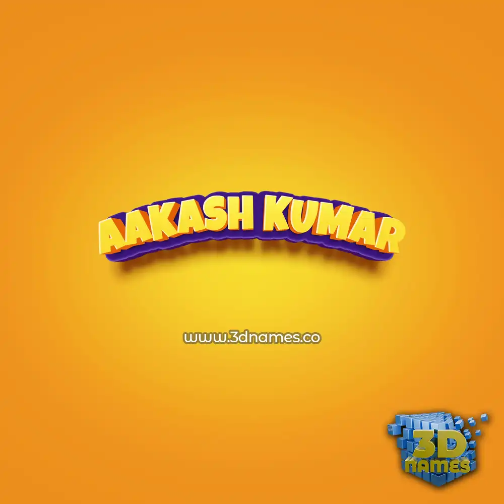 aakash kumar in Orange Toon style - 3D name wallpaper