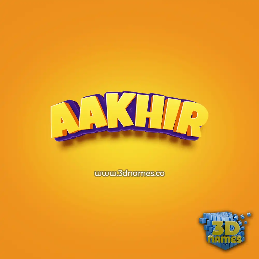 aakhir in Orange Toon style - 3D name wallpaper
