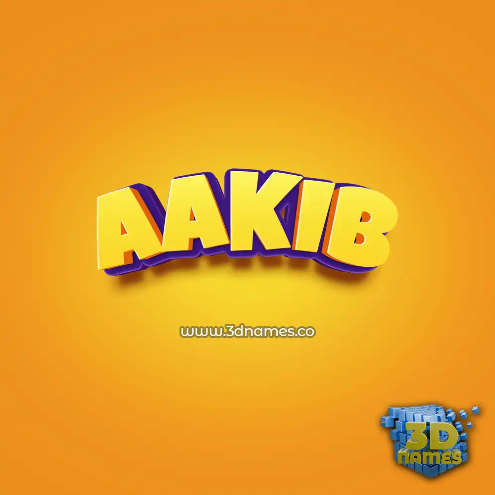 aakib in Orange Toon style - 3D name wallpaper