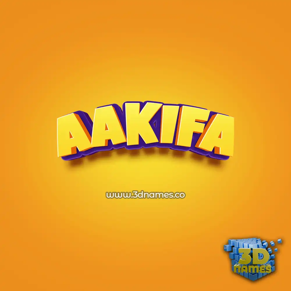 aakifa in Orange Toon style - 3D name wallpaper