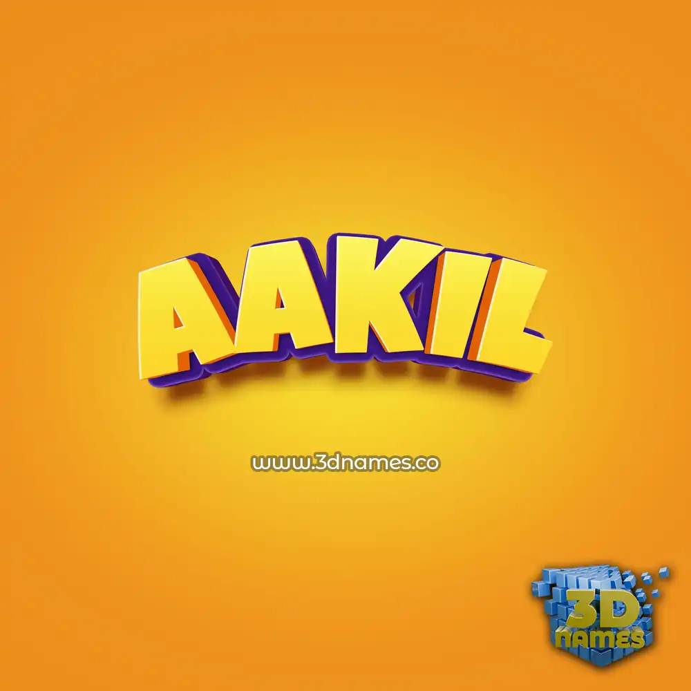 aakil in Orange Toon style - 3D name wallpaper