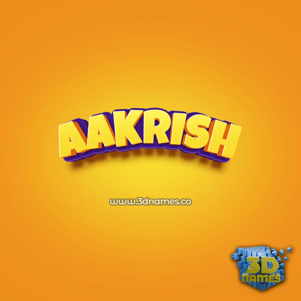 aakrish in Orange Toon style - 3D name wallpaper