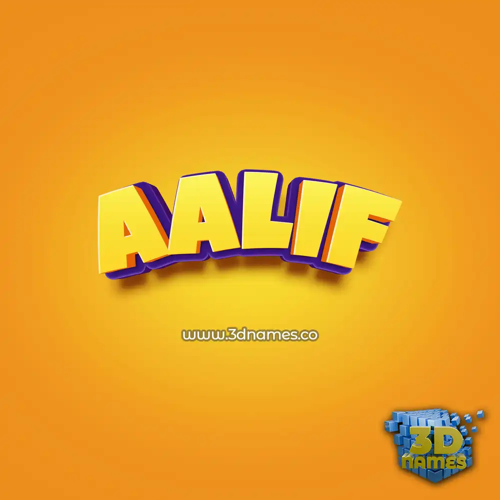aalif in Orange Toon style - 3D name wallpaper