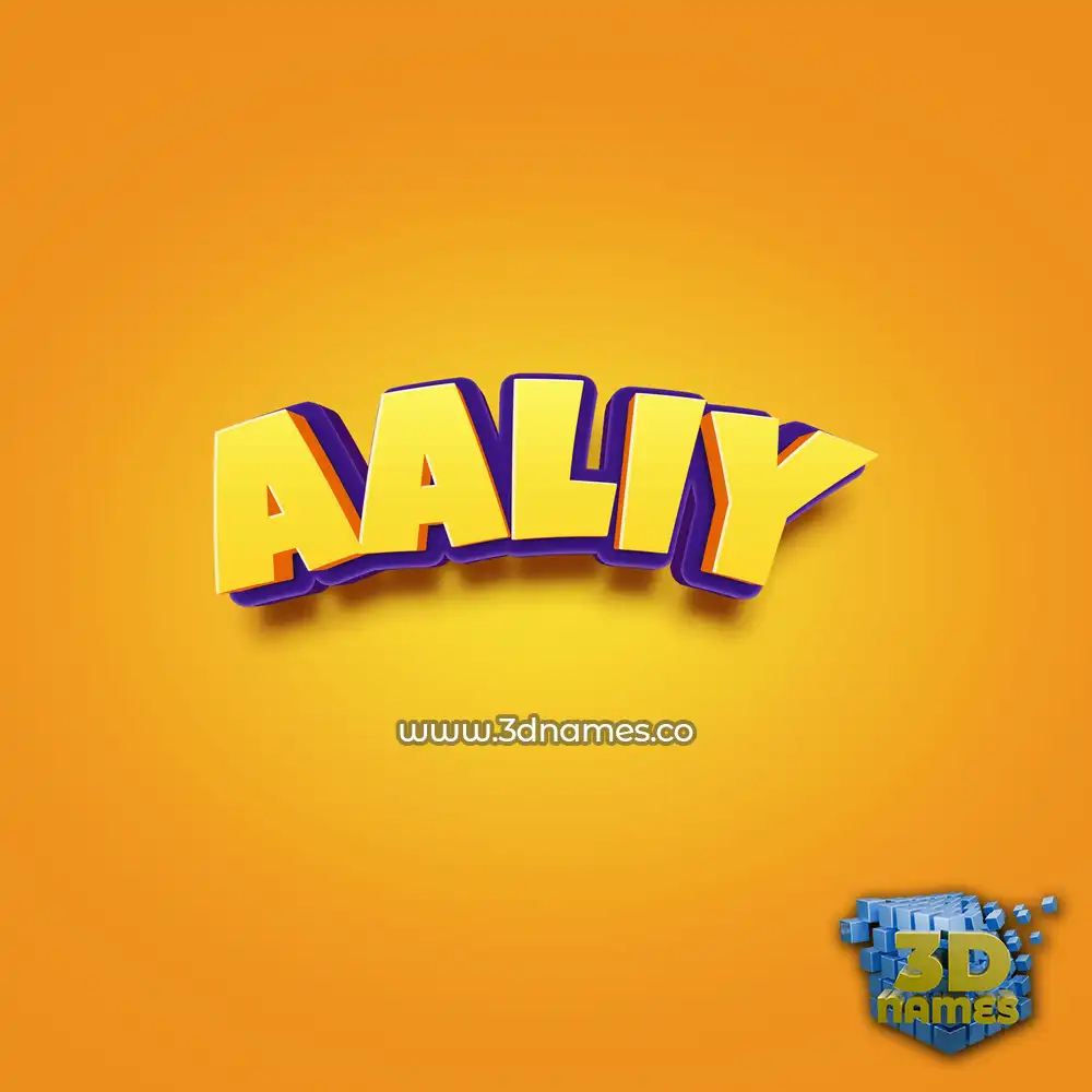 aaliy in Orange Toon style - 3D name wallpaper