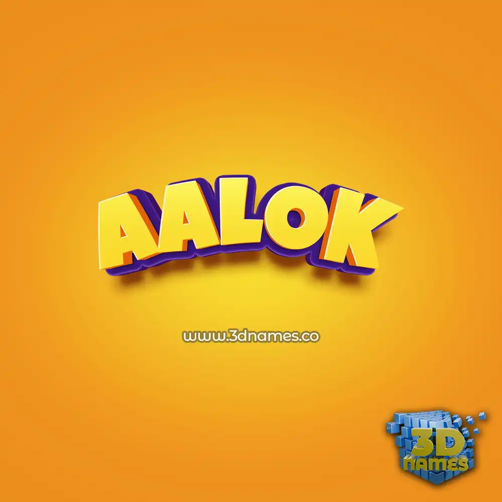 aalok in Orange Toon style - 3D name wallpaper