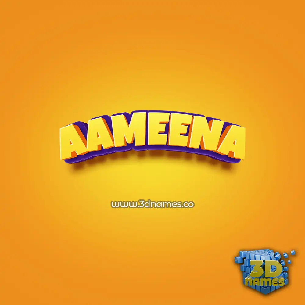 aameena in Orange Toon style - 3D name wallpaper