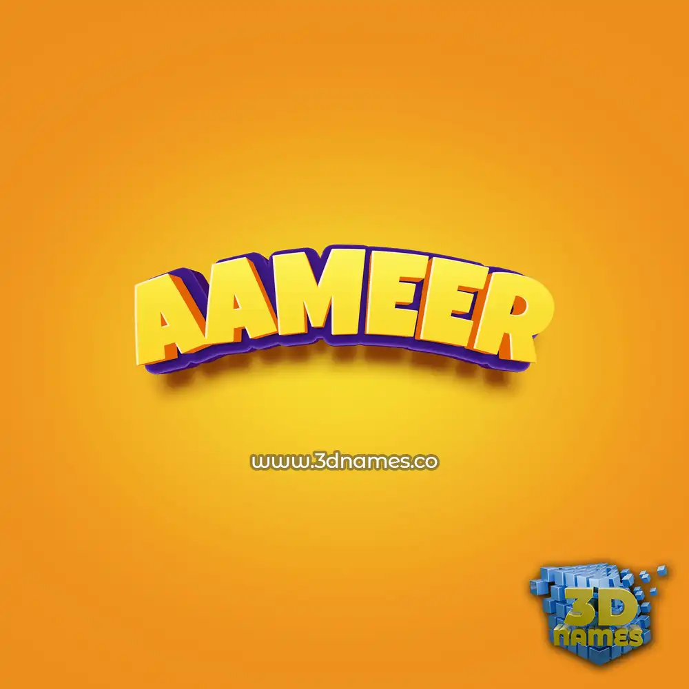 aameer in Orange Toon style - 3D name wallpaper