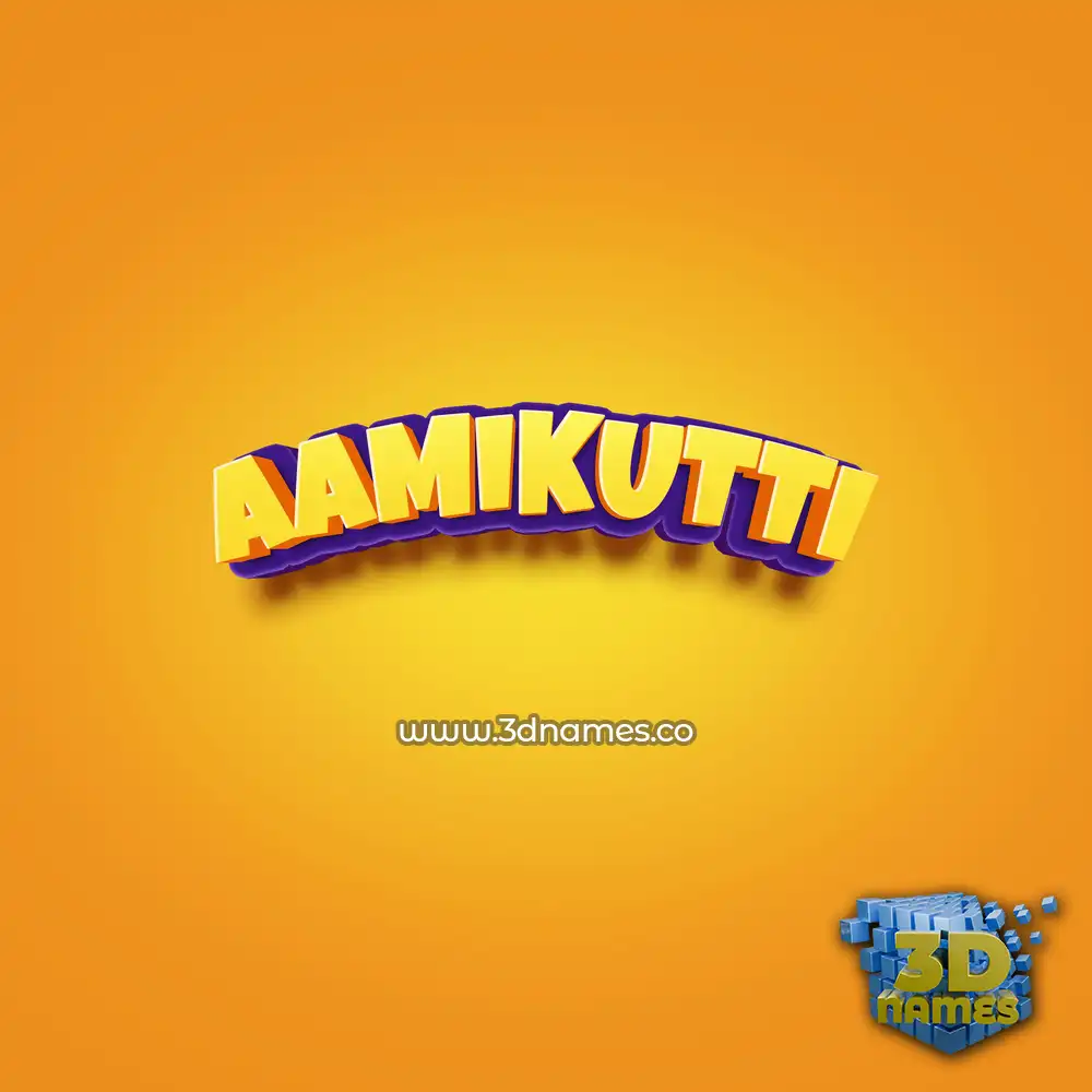 aamikutti in Orange Toon style - 3D name wallpaper