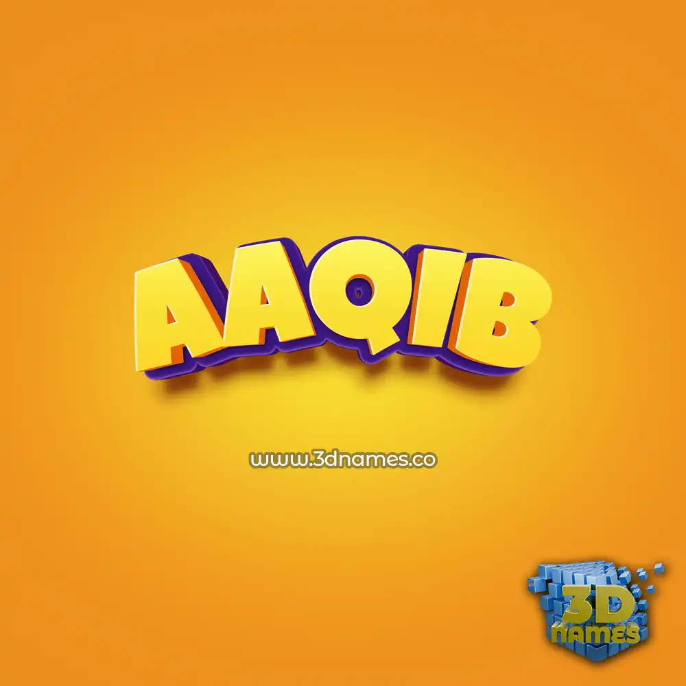 aaqib in Orange Toon style - 3D name wallpaper