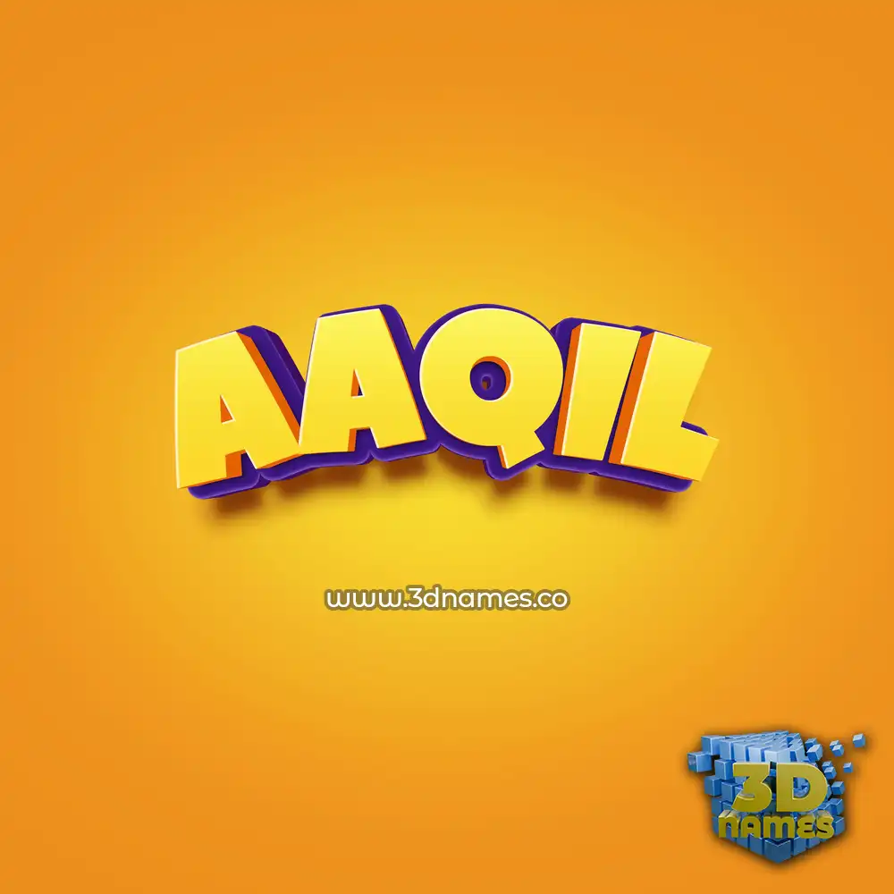 aaqil in Orange Toon style - 3D name wallpaper
