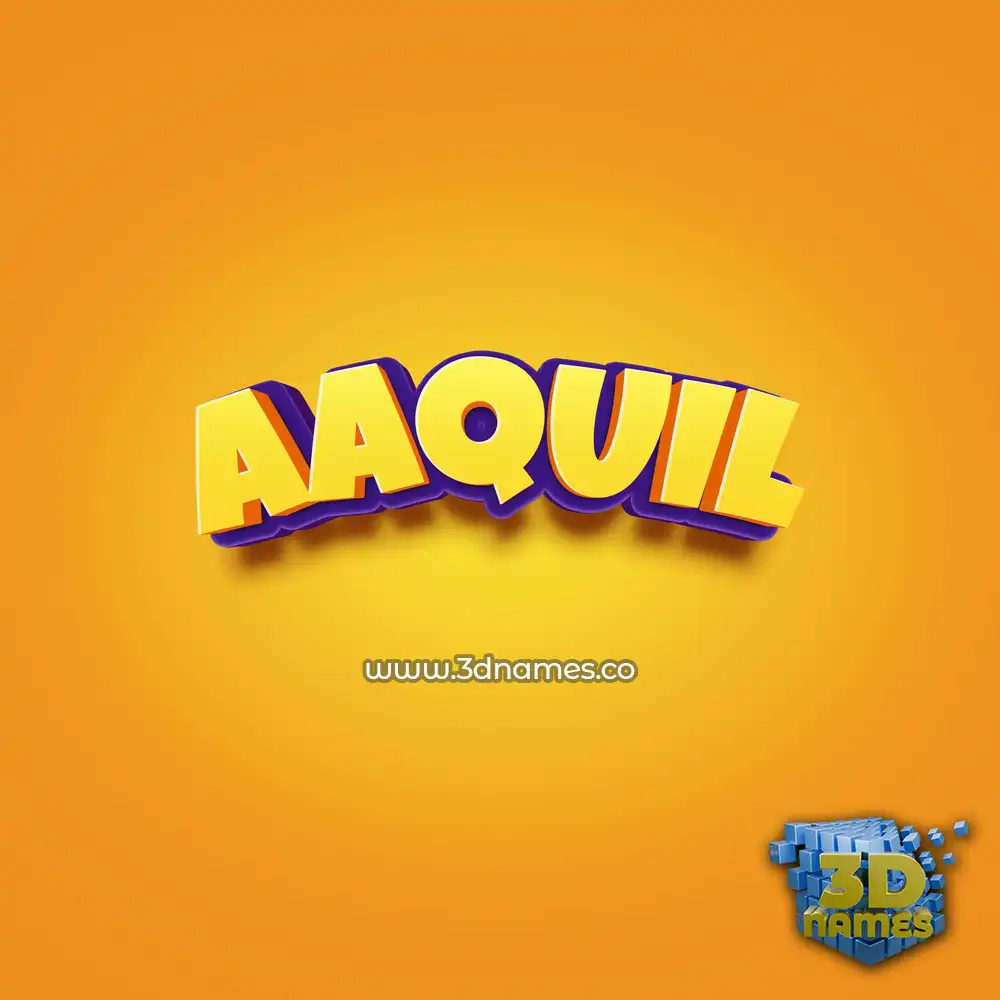 aaquil in Orange Toon style - 3D name wallpaper