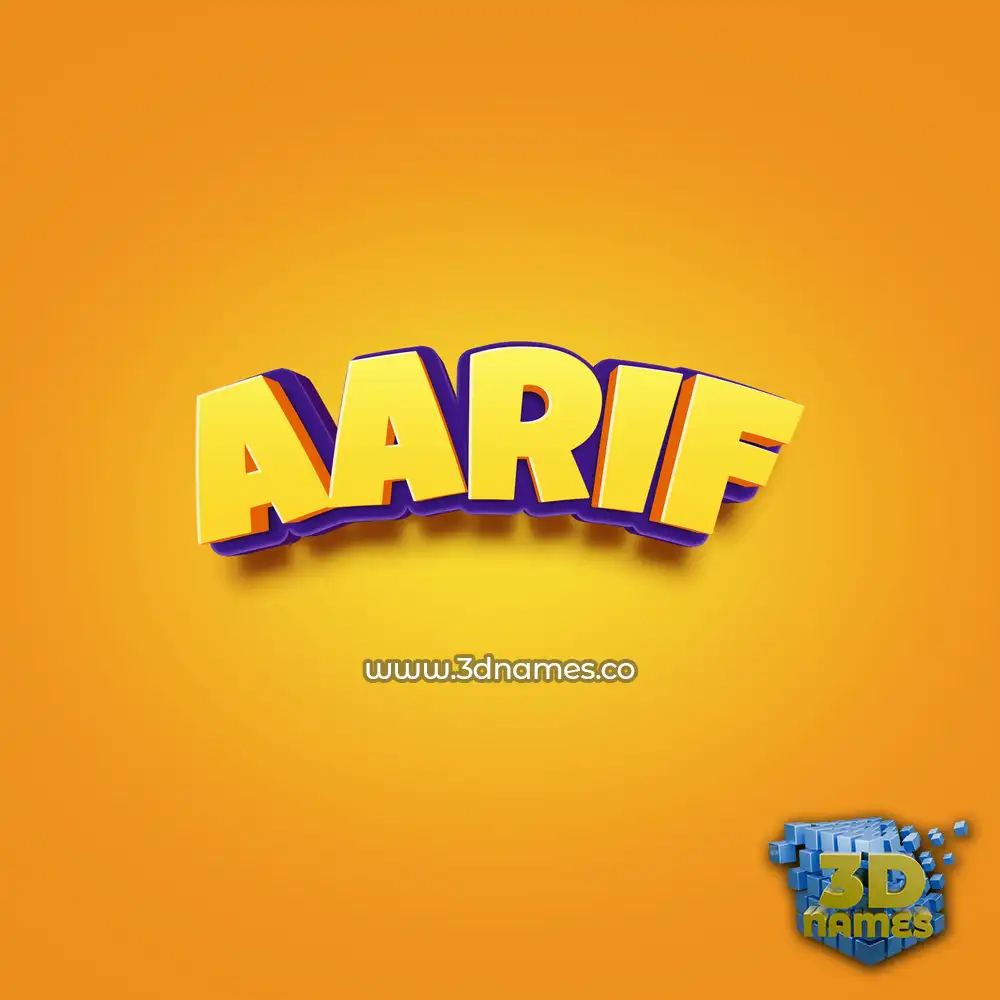 aarif in Orange Toon style - 3D name wallpaper