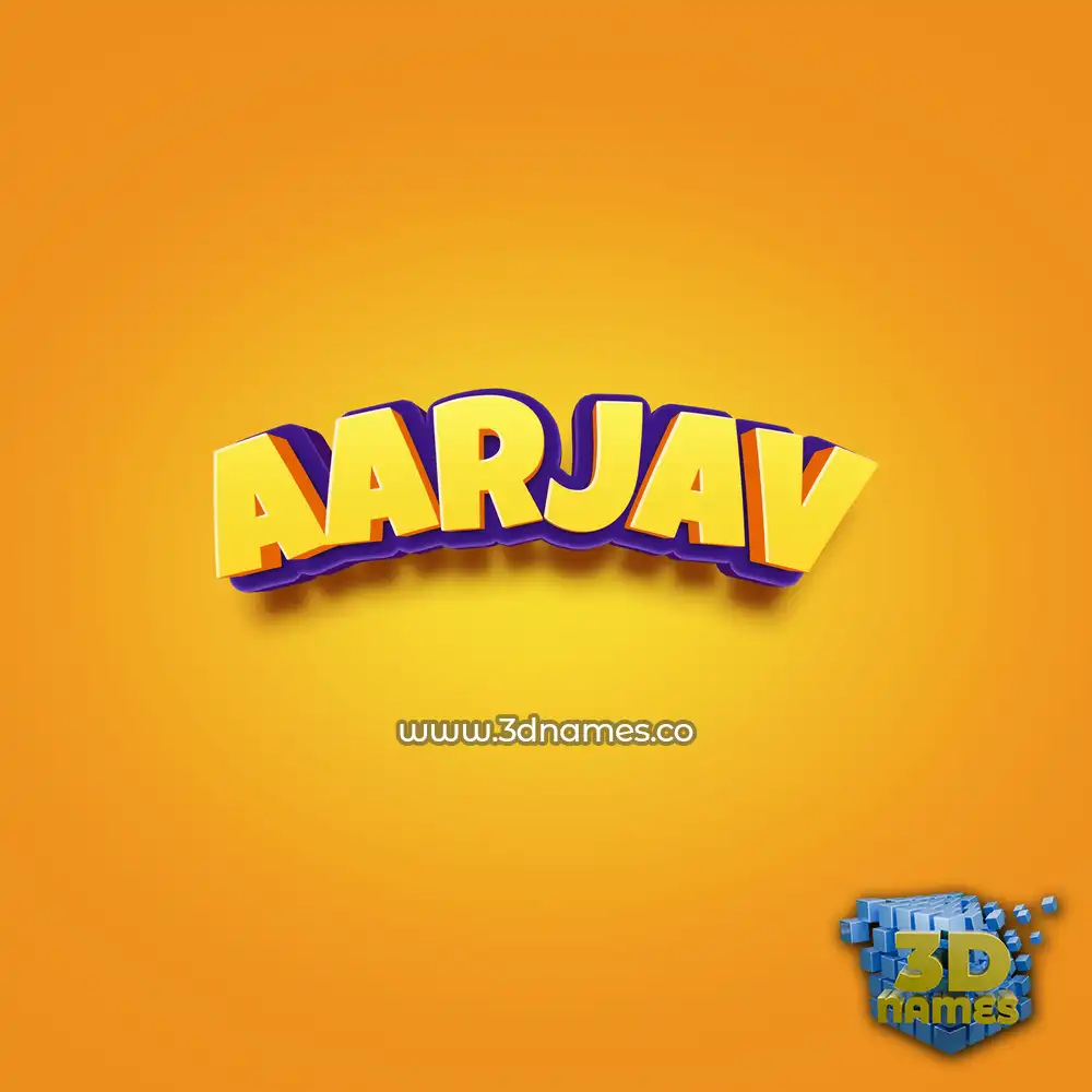 aarjav in Orange Toon style - 3D name wallpaper