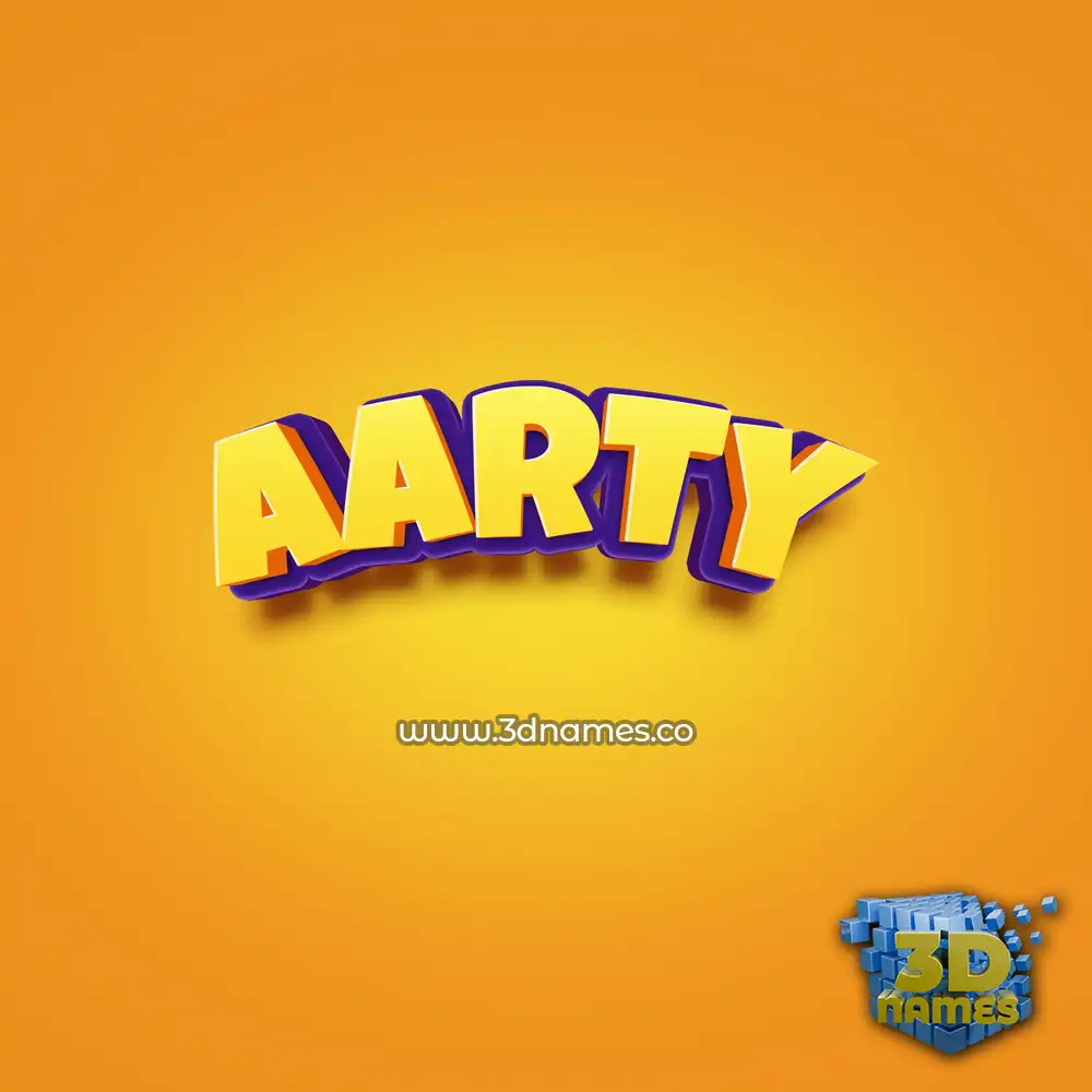 aarty in Orange Toon style - 3D name wallpaper