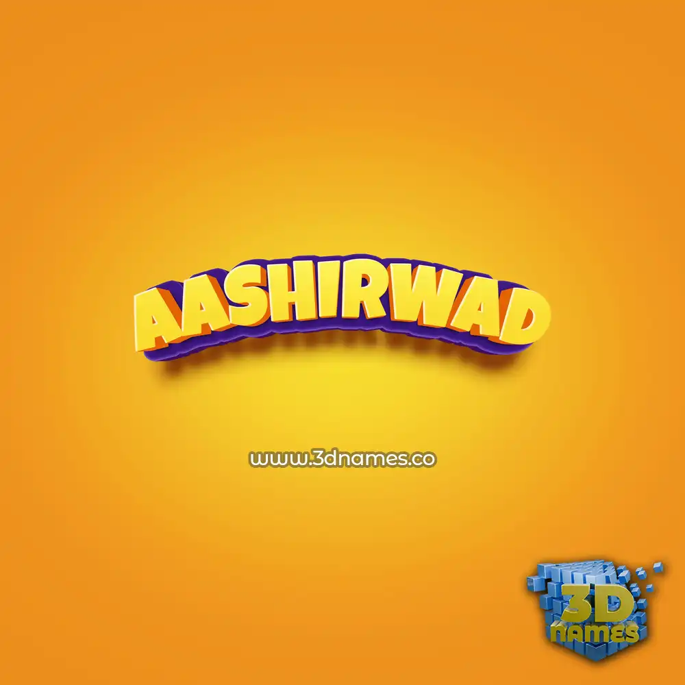 aashirwad in Orange Toon style - 3D name wallpaper