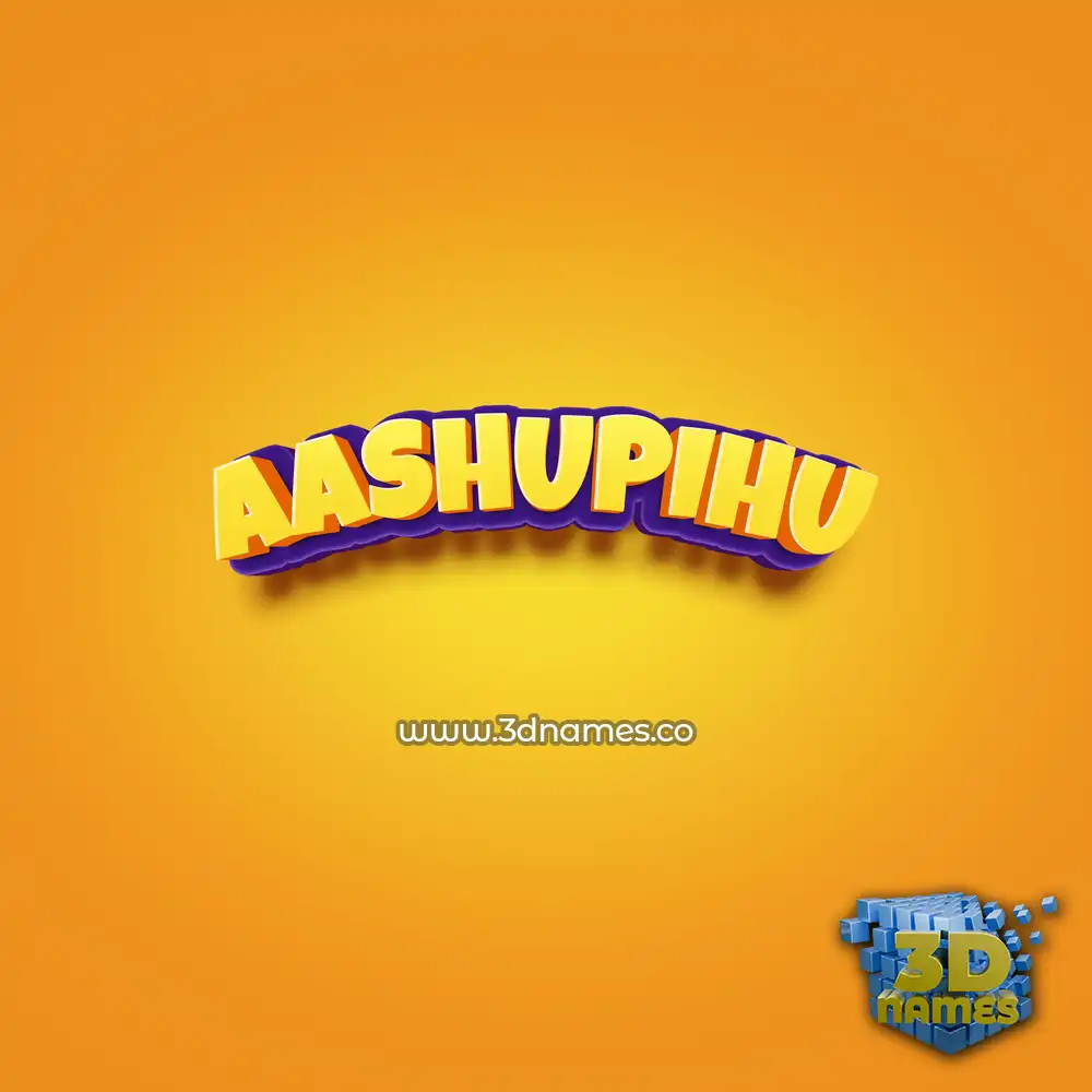 aashupihu in Orange Toon style - 3D name wallpaper