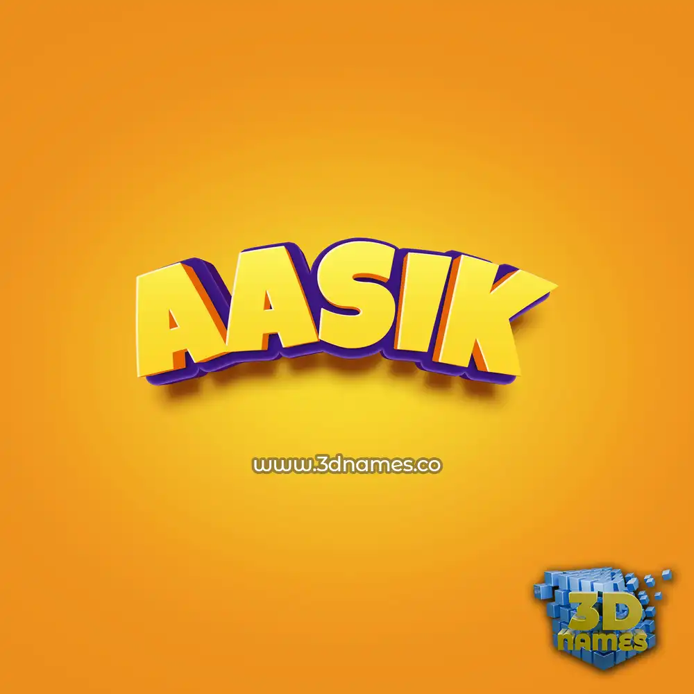 aasik in Orange Toon style - 3D name wallpaper