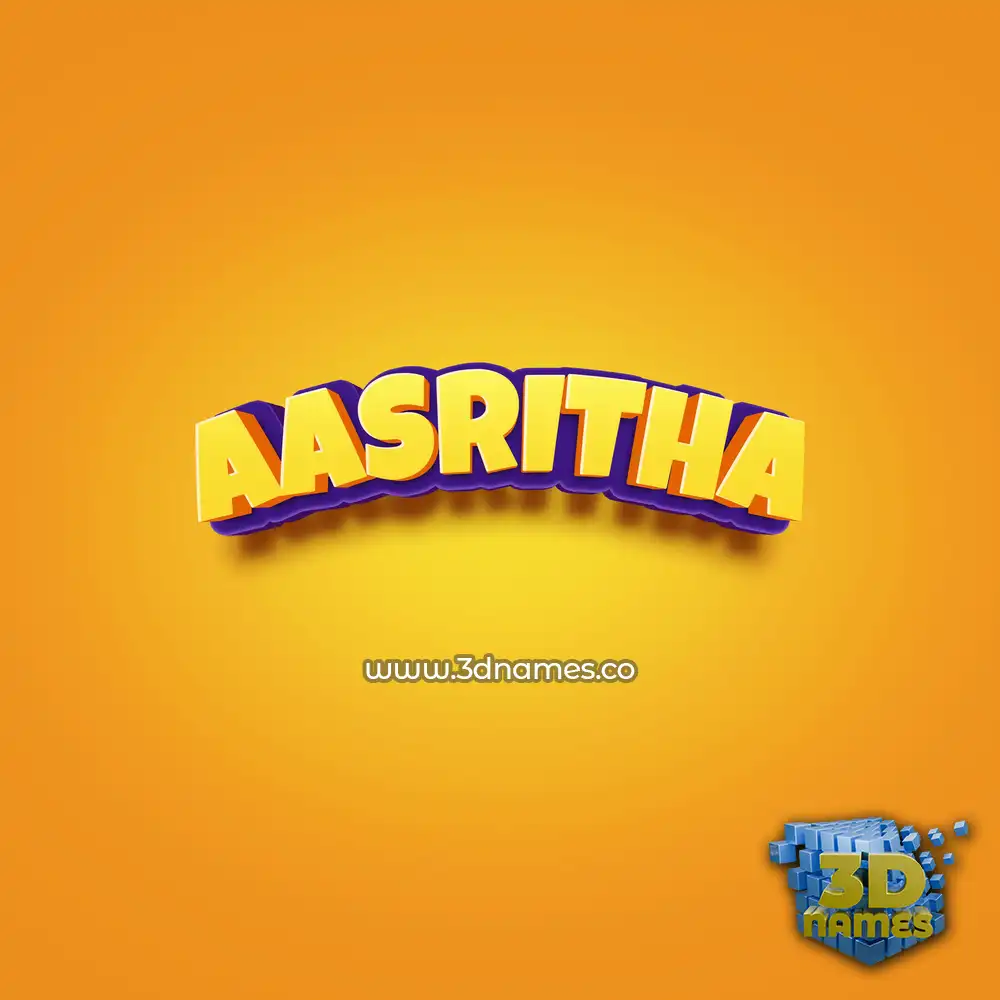 aasritha in Orange Toon style - 3D name wallpaper