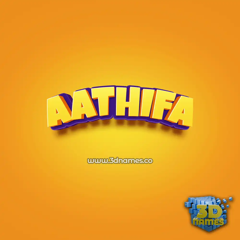 aathifa in Orange Toon style - 3D name wallpaper