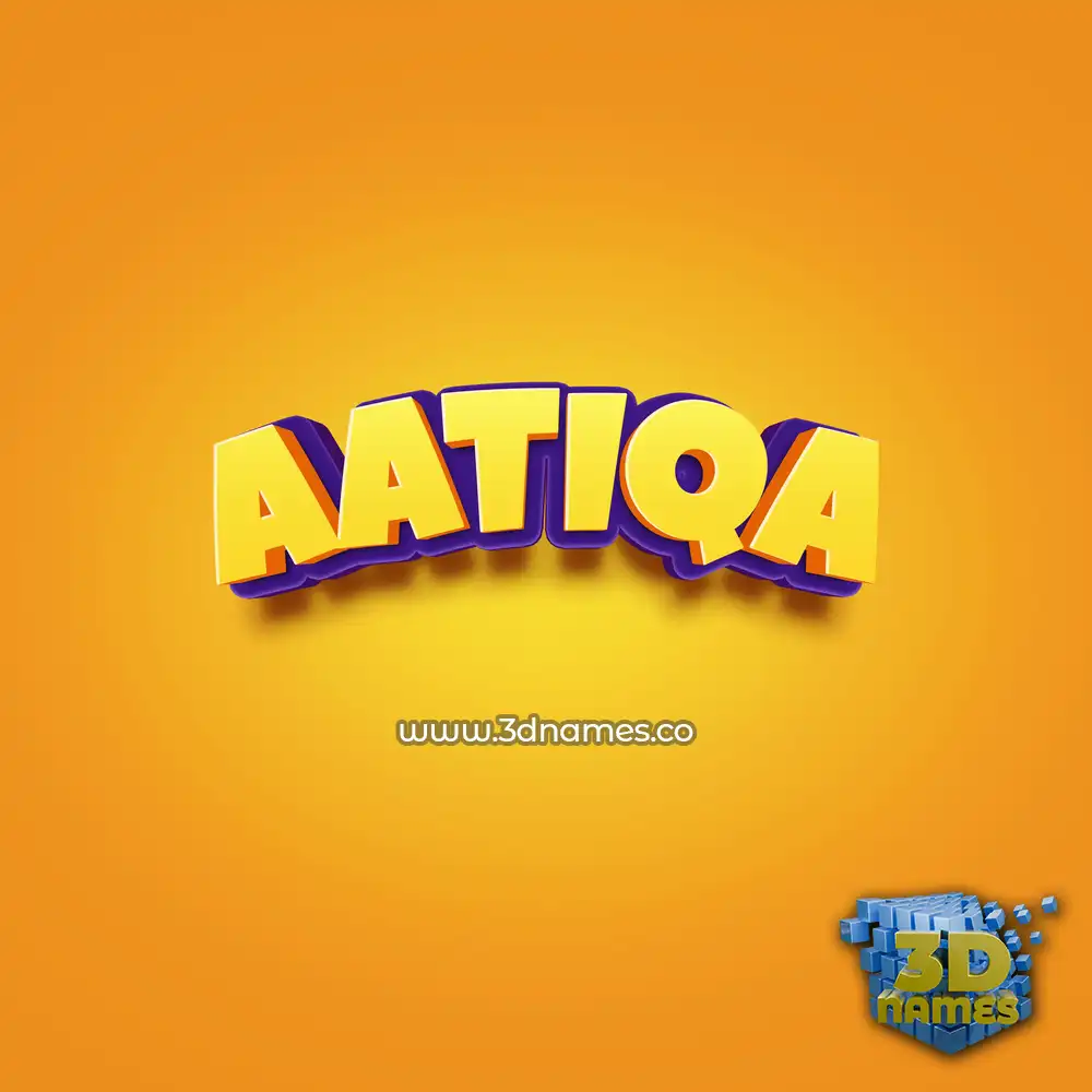 aatiqa in Orange Toon style - 3D name wallpaper