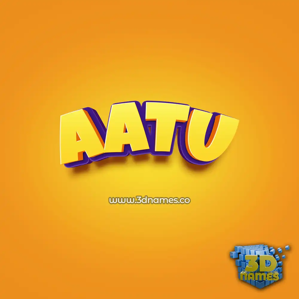 aatu in Orange Toon style - 3D name wallpaper