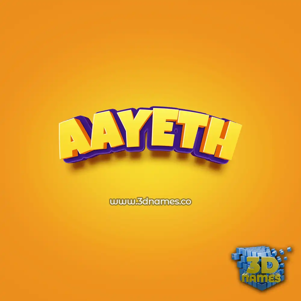 aayeth in Orange Toon style - 3D name wallpaper